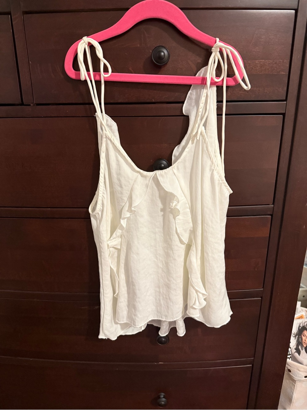 Free People White Ruffle Camisole Top Romantic